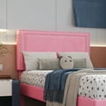 thumbnail image 4 of VECELO Set of 2 Twin Bed Frames, Modern Upholstered Platform Bed Frame with Button Tufted Adjustable Headboard, No Box Spring Needed, Pink, 4 of 10