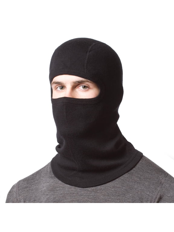 100% Merino Wool Balaclava - Winter Ski Mask - Face Mask - Cold Weather Gear - Black - One Size