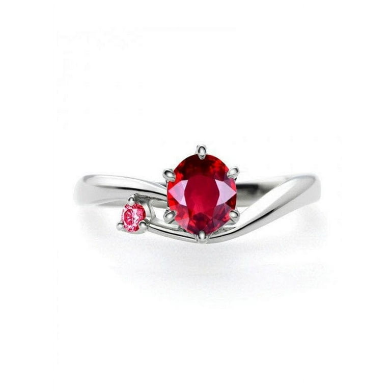 1 Carat Round Ruby and Diamond Solitaire Engagement Ring with Ruby in 14k White Gold affordable Ruby diamond engagement ring