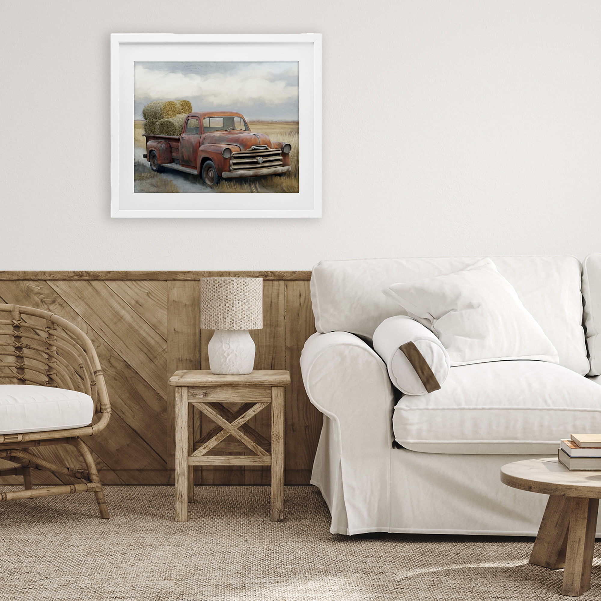Stupell Industries Hay Time Farm Truck Load White Framed Print Under Glass, design by Kim Allen