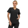 thumbnail image 4 of Saint Scrubs Women’s Premium 9-Pocket Scrub Set – Modern Fit Soft V-Neck Top & Tapered Straight-Leg Medical Scrub Pants, Black, Extra Small, 4 of 4