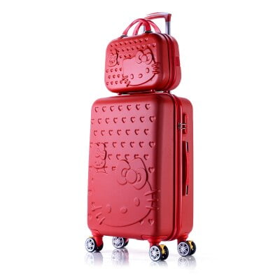 Sanrioed-Equipaje de Hello Kitty para mujer, Maleta de viaje de Anime Kawaii de 20 y 24 pulgadas, con ruedas universales, regalos bonitos