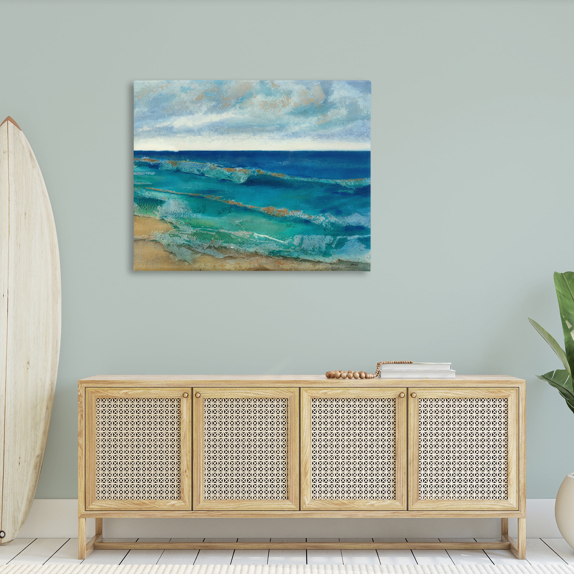 Stupell Industries Abstract Pattern Beach Landscape Painting Gallery Wrapped Canvas Art Print Wall Art, 48 x 36
