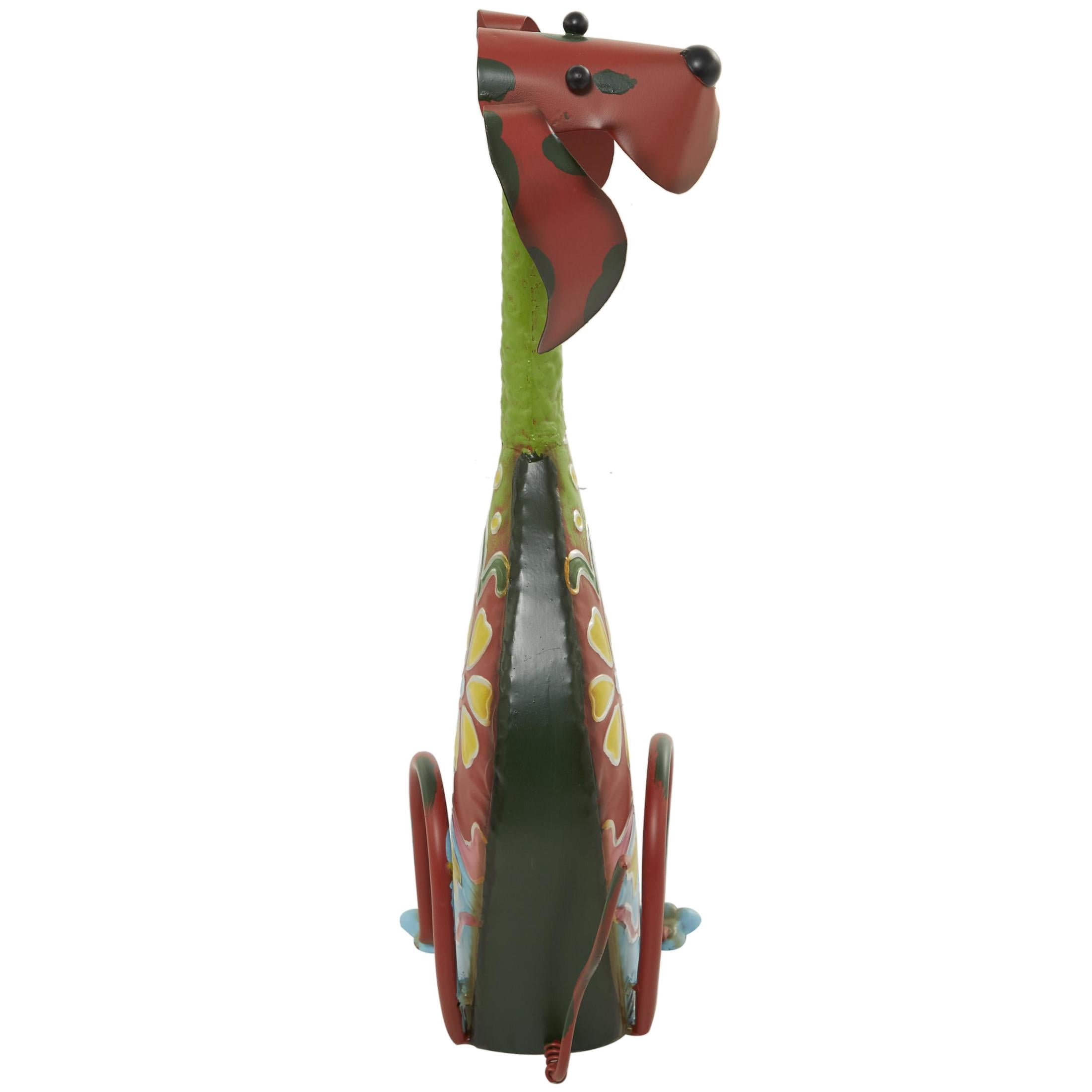 DecMode 19" Indoor Outdoor Dog Garden Sculpture with Floral Pattern