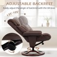 thumbnail image 3 of AVAWING Swivel Recliner Chair with Ottoman, Adjustable Faux Leather Lounge Chair, Reclining Chair and Ottoman with Wood Base for Living Room & Bedroom, Brown, 3 of 8