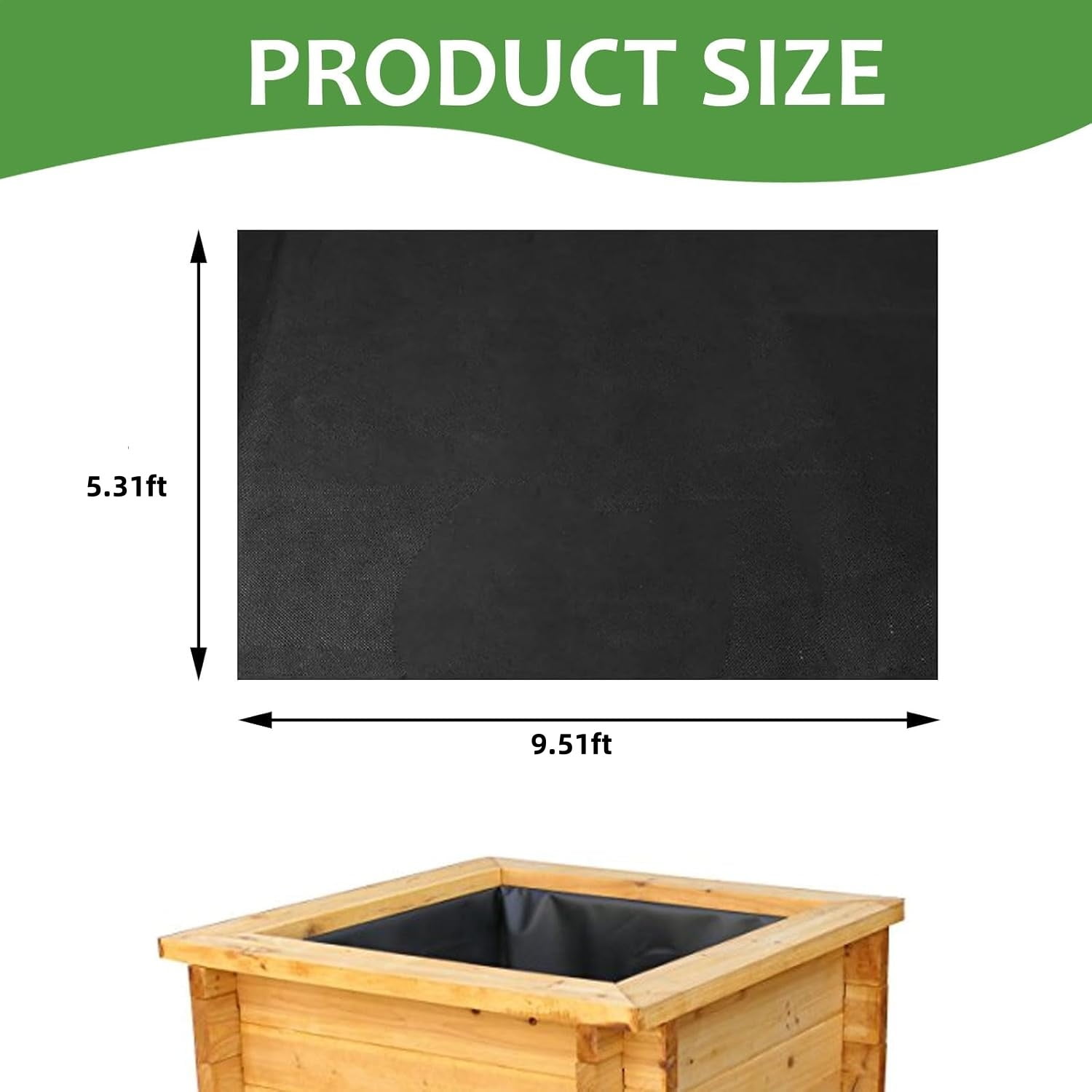 Raised Garden Bed Liner,1pack of Black Plant Container Liner,5.31x9.51ft Portable Non Woven Fabric Mat for Garden Fence