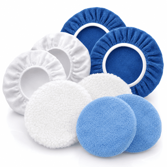 8pcs Car Polisher Bonnets Polishing Pad Buffer 9 10 inch Waxing Wash Wool