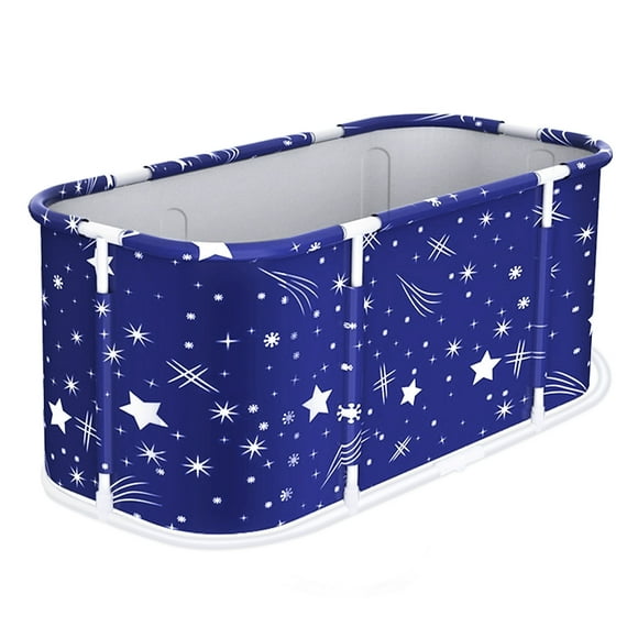 Visland Large Foldable Bathtub for Adult, Extra Large Foldable Bathtub with Plastic Frame, Freestanding Surround Collapsible Bathtub, Family SPA Soaking Tub for Shower for kids adult (Starry Blue)