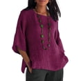 thumbnail image 1 of T-shirt Ample d'Été pour Femme à Manches 3/4, Tunique Décontractée à Col Rond, Haut Uni, Grande Taille, 1 of 2
