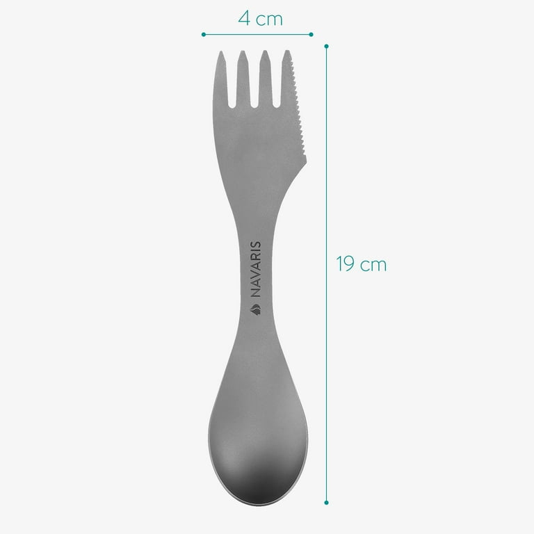Spork In Titanio Navaris - Cucchiaio E Forchetta 2 In 1, 21.5 Cm, Con Custodia, Per Trekking - Foto 6