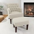 Accent Chair with Ottoman,28.4'' Wide Tufted Armchair and Ottoman for Bedroom Living Room, Beige