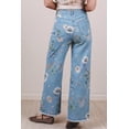 thumbnail image 5 of Women's Sky Blue Floral Print Shift Jeans – High Waist Denim with Frayed Hem for Casual Daily Wear, 16, 5 of 7