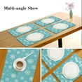thumbnail image 5 of Winter Snowflake Turquoise Placemats Set of 4 Aqua Christmas Snow Snowman Cyan Xmas Table mats Burlap Placemat Kitchen Mat Dining Room Decoration 12" x 18" Washable Fast Dry, 5 of 8