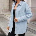 thumbnail image 6 of ClodeEU Women's Denim Collar Jacket with Pocket ,Casual Spring Summer Loose Coat Light Blue,Womens Plus M, 6 of 8