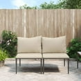 thumbnail image 1 of vidaXL Garden Middle Sofas with Cushions 2 pcs Grey Poly Rattan, 1 of 4