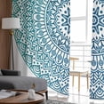 thumbnail image 4 of Turquoise Boho Semi Sheer Curtains 96 Inch Length 2 Panels Set, Retro Ethnic Teal Geometric Aesthetic Sheer Kitchen Curtain Privacy Voile Window Curtain for Living Room Bedroom Rod Pocket Drapes, 4 of 7