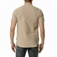 thumbnail image 3 of SWSMCLT Men's Soft T Shirt Short Sleeve Henley Shirt Linen Summer Top Cotton Button Cool Basic Crew Neck Khaki X-Large, 3 of 4