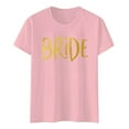 thumbnail image 4 of Camiseta informal de mujer con estampado de letras, manga corta y cuello redondo, 4 of 4