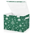 thumbnail image 2 of WOBOGO Green Christmas Tree Large Collapsible Storage Box Flip Lid Fabric Decorative Organizer Container Basket with Handles 16.5×12.6×11.8in, 2 of 7