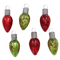 HOLIDAY TIME BULBS MINI ORNAMENTS, 6 COUNT