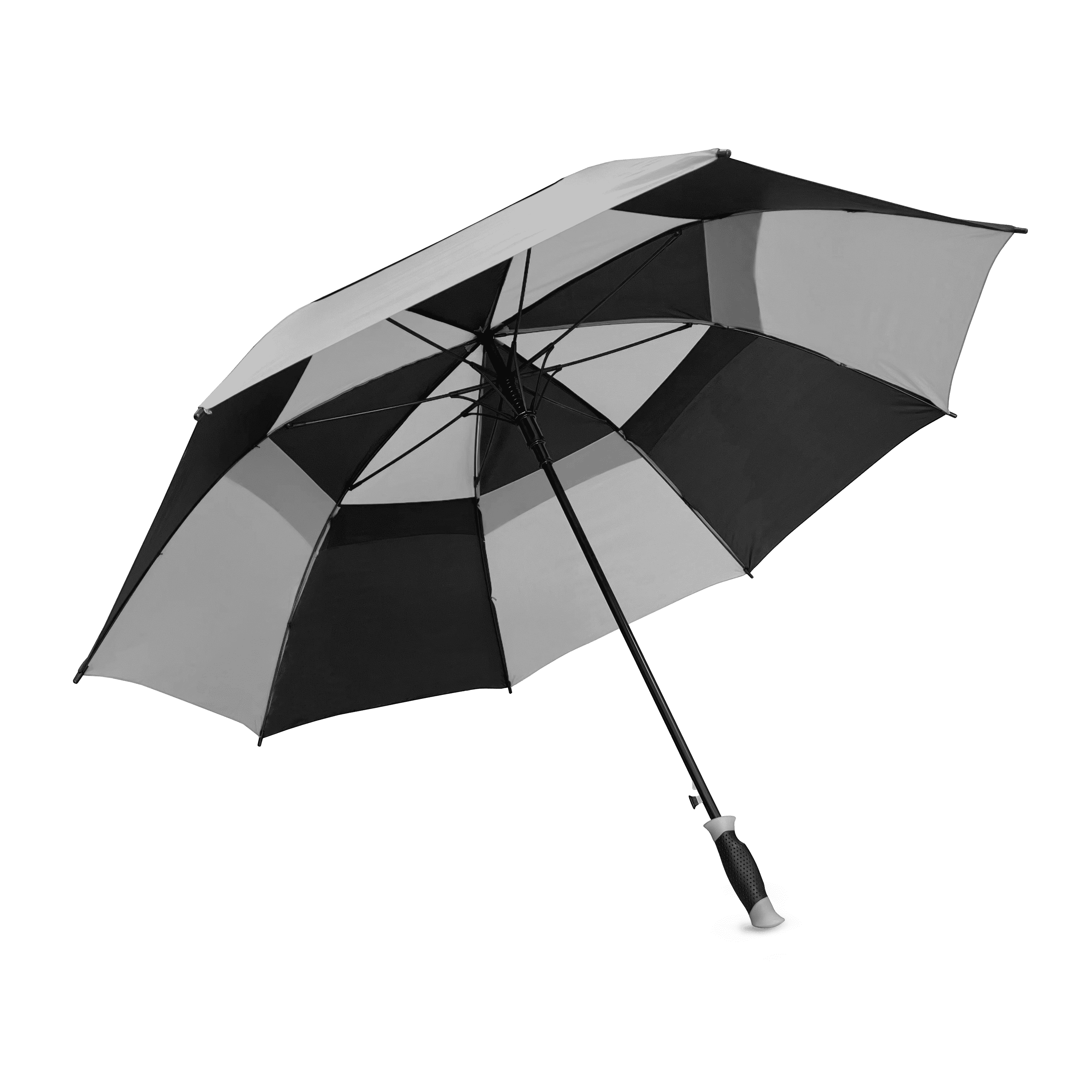 Weather Station Double Canopy Golf Rain Umbrella Gray Black