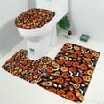 thumbnail image 2 of Autumn Halloween Pumpkin Pattern Bathroom Rugs Sets 3 Piece,Toilet Cover Set,Absorbent Non Slip Bathroom Mats Sets with U-Shaped Contour Rug Toilet Rug Set, 2 of 5