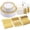 Gold, variant on 600 Pcs Silver Disposable Dinnerware Set for 100 Guests - Includes 100 Dinner Plates, 100 Salad Plates, 100 Spoons, 100 Forks, 100 Knives, and 100 Cups - Party & Event Tableware Kit