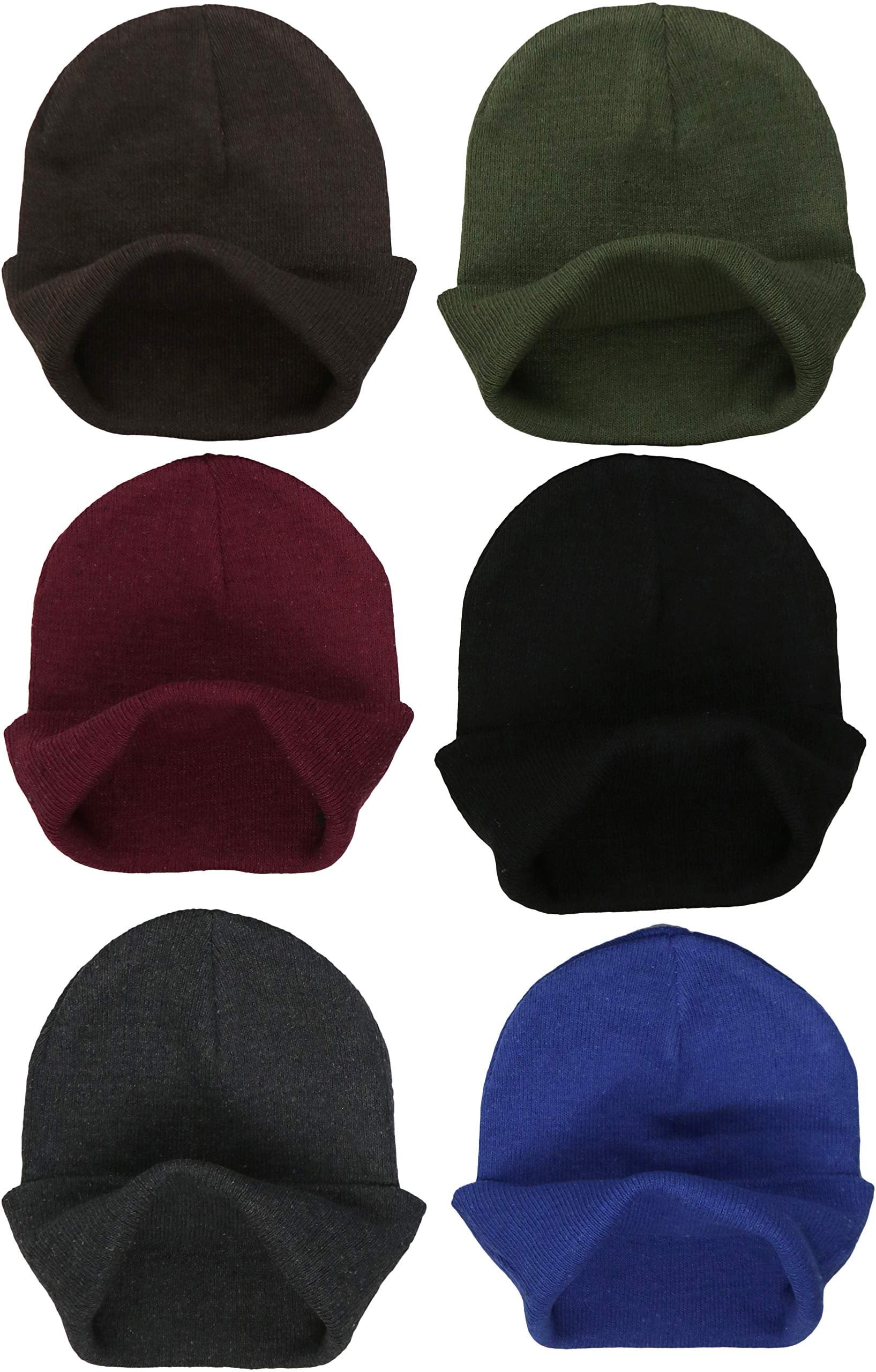 ToBeInStyle Mens Pack of 6 Double Layered Winter Warm Basic Beanies