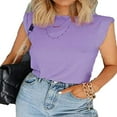 thumbnail image 1 of Women‘s Cotton Padded Shoulder Sleeveless Tee Shirt, 1 of 4