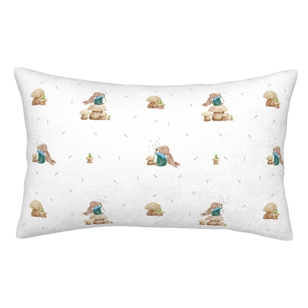 Fotbe Rabbit Blowing Dandelions Funda de Almohada Decorativa Estilo Occidental, Lujo en Algodón, Fundas para Almohadas King, Cojín Estampado para Decoración del Hogar-20"x30"