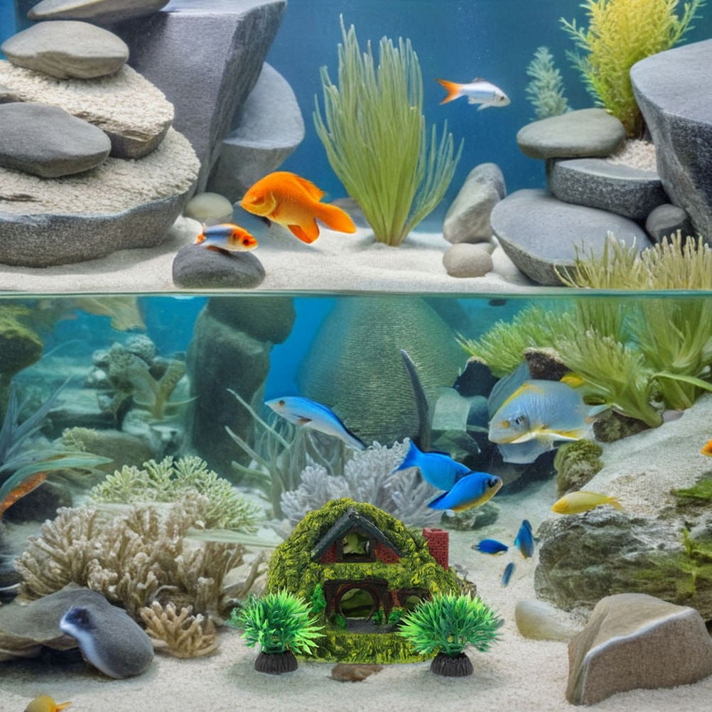 LIFKOME 1Set Aquarium Sculpture Fish Tank Hideout Resin Cave Decoration for Shrimp and Small Reptiles