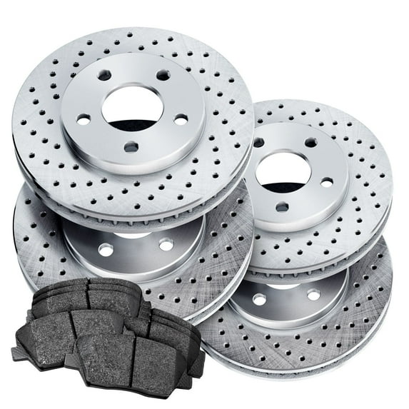 PowerSport Front Rear Brakes and Rotors Kit |Front Rear Brake Pads| Brake Rotors and Pads| Ceramic Brake Pads and Rotors |fits 2009-2010 BMW Z4