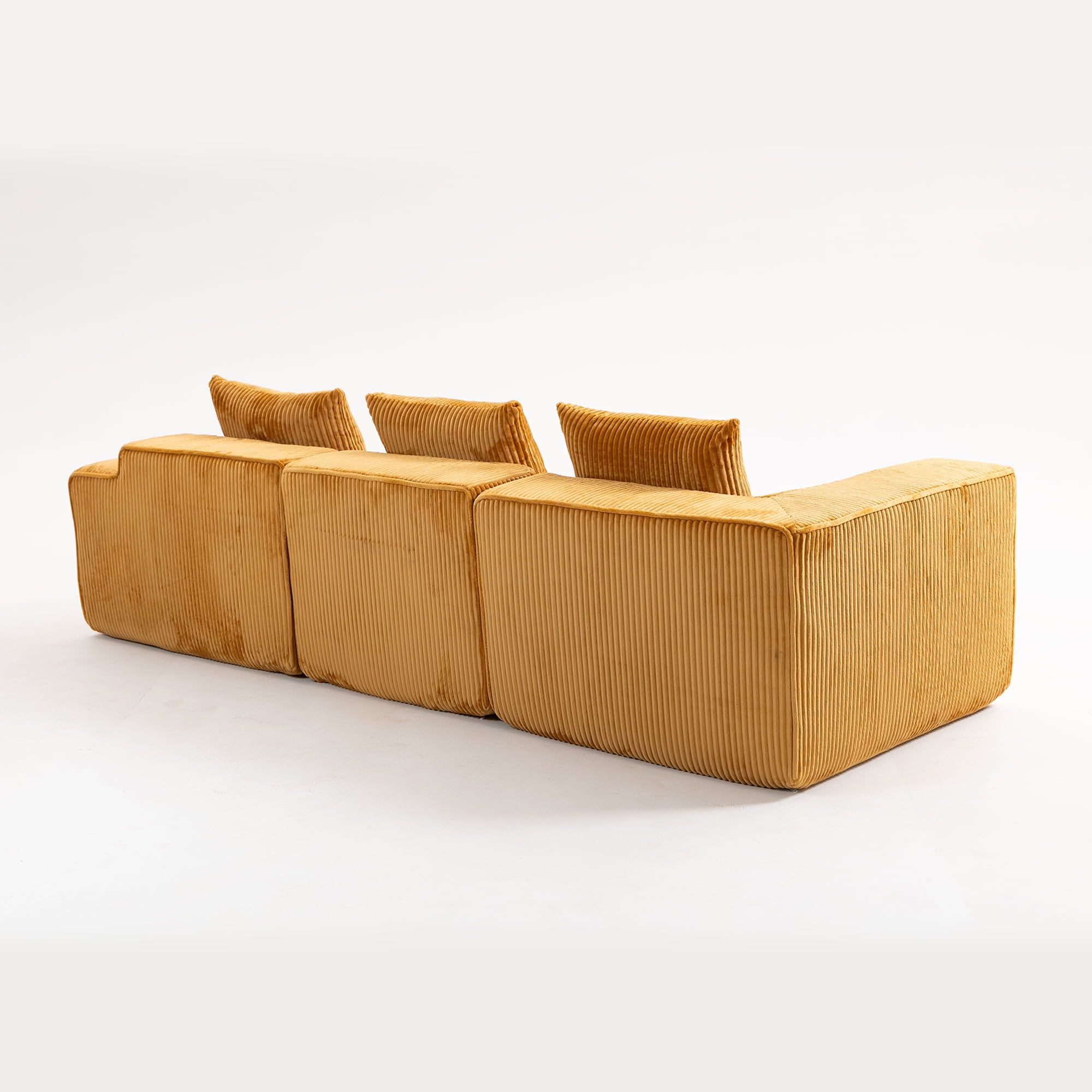 Demi Bonn 111" Modular Sectional Sofa Couchesk, Corduroy 3 Seat Couch Memory Foam Couches for Living Room, Cloud Couch, Orange