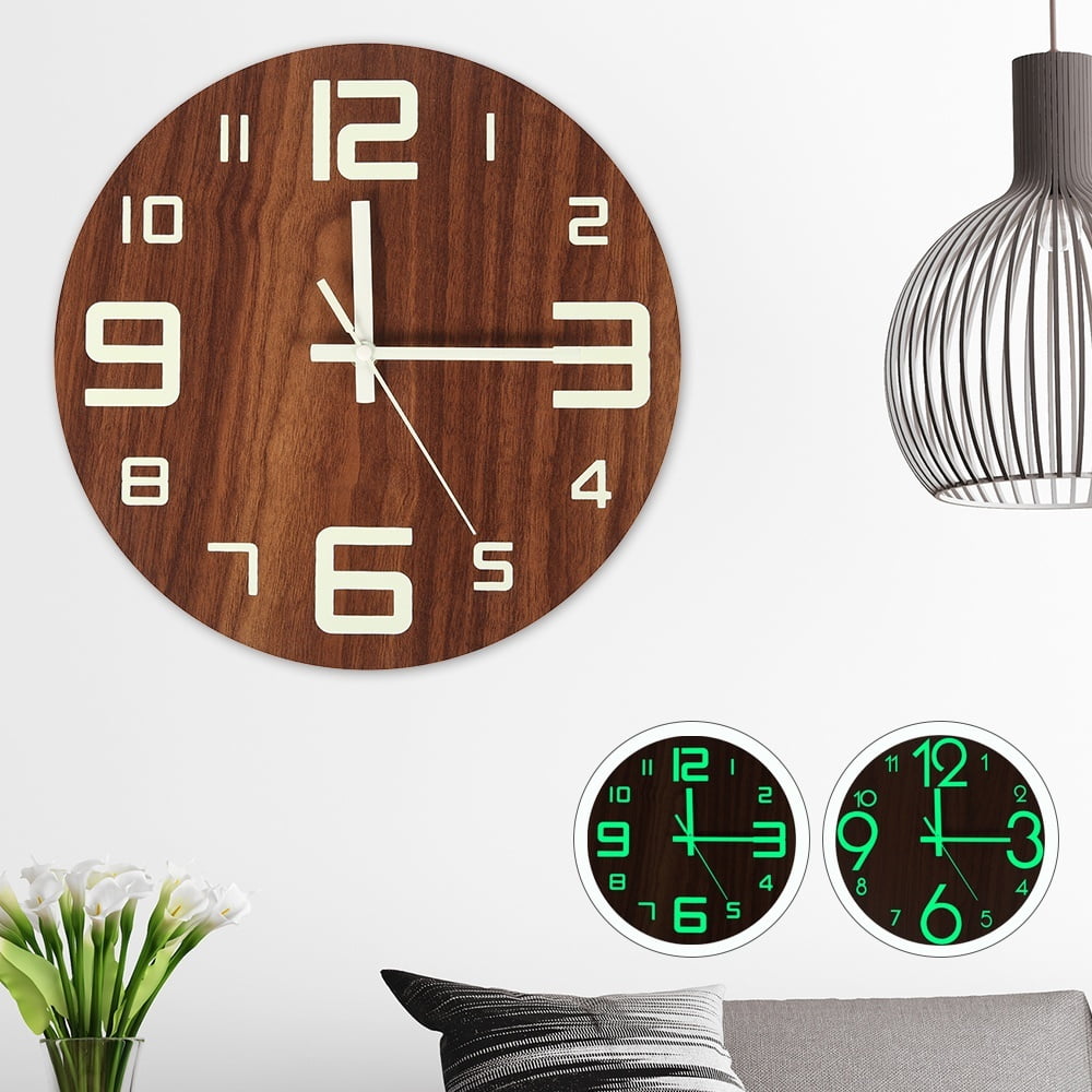Willstar 1PC Luminous Wall Clock Number Quartz Glow In The Dark Night