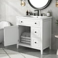 thumbnail image 2 of 30 inch Bathroom Vanity with Sink, Bathroom Sink Vanity with Storage Cabinet and 2 Drawers, Built-in Soft Closing Doors, Freestanding Bathroom Vanity Cabinet for Bathroom, White, 2 of 9