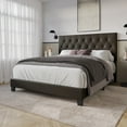 thumbnail image 2 of Home Design Omaha Full Tufted Upholstered Panel Bed Frame, Dark Brown, Easy Assembly, 2 of 6