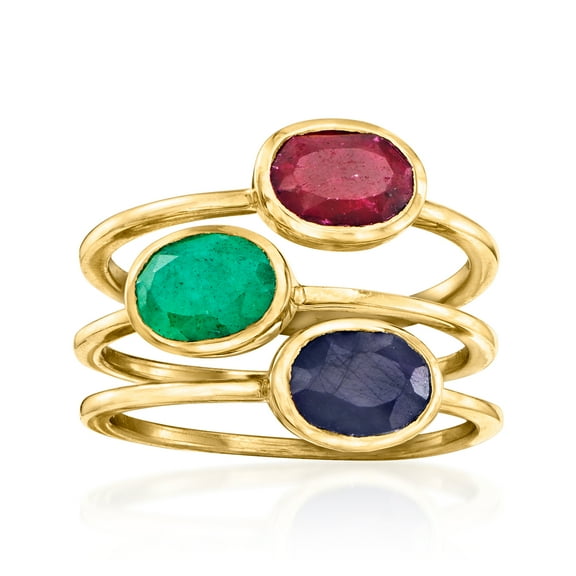 Ross-Simons 2.90 ct. t.w. Multi-Gemstone Jewelry Set: 3 Rings in 18kt Gold Over Sterling, Women's, Adult