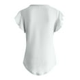 thumbnail image 4 of Scyoekwg Trendy Womens Tunic Tops Dressy Blouse Casual Short Sleeve Tshirt Loose Comfy Blouse Crewneck Ruffle Classic Solid Color Tunic Tops (White,XL), 4 of 6