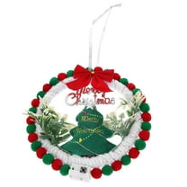WRITWAA Christmas Wreath Pendant Multi-Color Plastic and Plush Holiday Decoration for Doors and