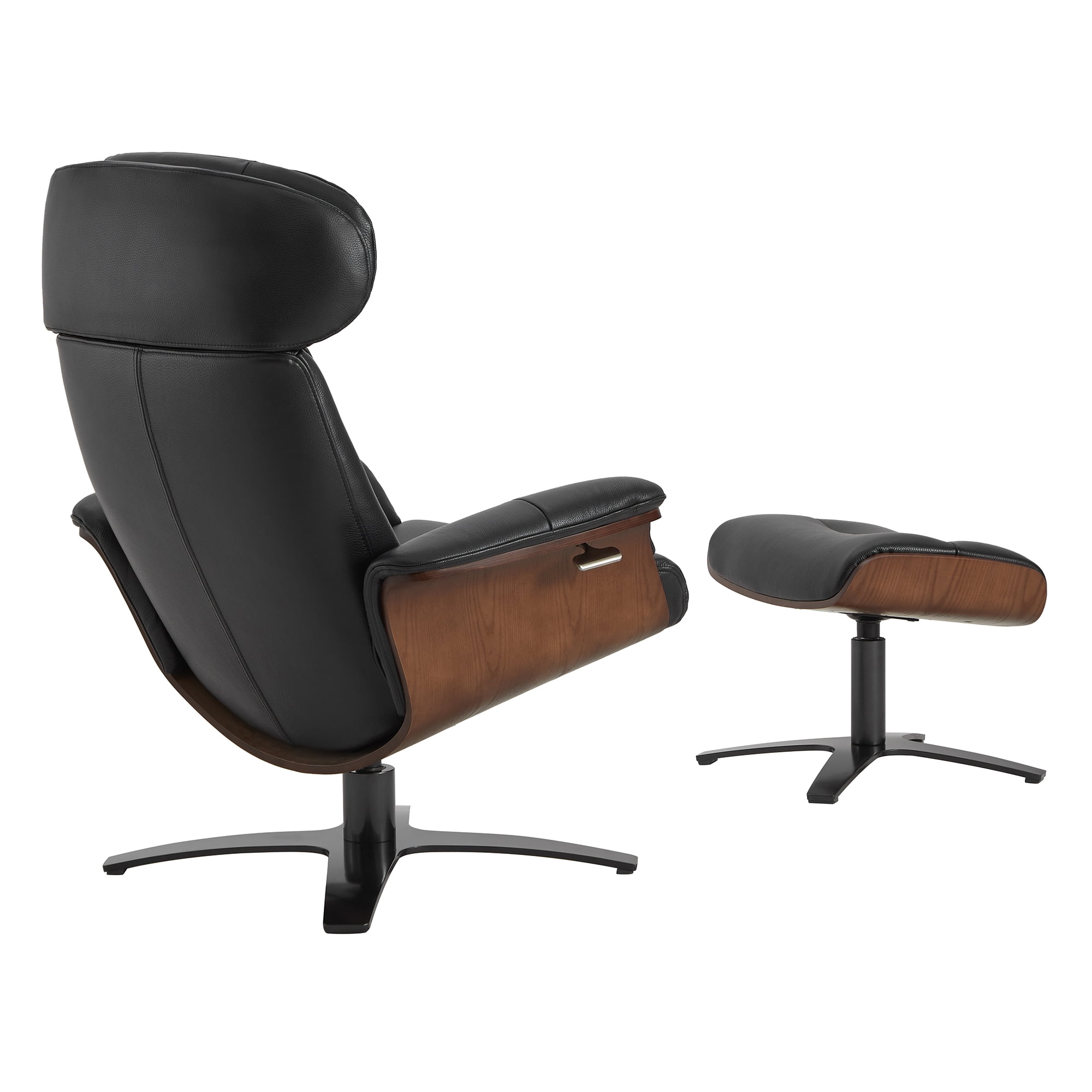 CHITA Swivel Recliner Chair with Ottoman Set & Adjustable Headrest, Leather Lounge Accent Arm Chairs for Living Room Bedroom, Black