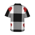 thumbnail image 3 of Daiia Heart Black Buffalo Plaid Gingham Hawaiian Shirt for Men Gentle Cotton Regular Short Sleeve Casual-Large, 3 of 9