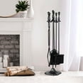 thumbnail image 2 of 5-Piece Fireplace Tools Set Black Handle Wrought Iron Large Fire Tool Set and Holder for Indoor/Outdoor Use, 2 of 6