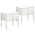 thumbnail image 1 of Maydear Bamboo Nightstands Set of 2, Modern Bedside Table with Drawer, Minimalist and Practical Sofa Side Table End Table for Bedroom, Living Room, White, 1 of 7