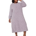 thumbnail image 1 of FAROOT Robe de Nuit en Molleton pour Femmes Automne Hiver Grande Taille à Broderie Géométrique à Manches Longues, 1 of 6