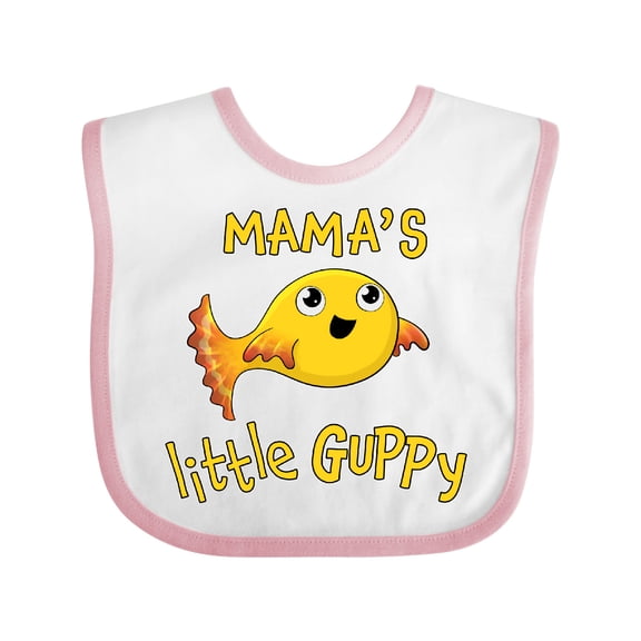Inktastic Mama's Little Guppy Cute Yellow Fish Boys or Girls Baby Bib