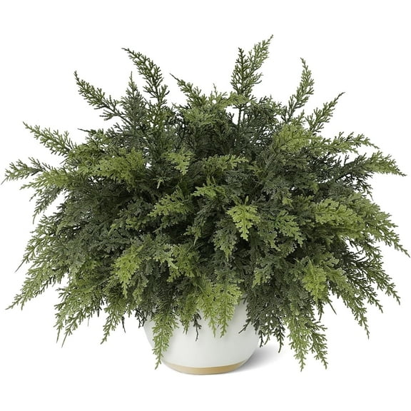 TETOU 12pcs Real Touch Cedar Branches,18" Artificial Christmas Cedar Branch Realistic Fake Pine Picks Faux Greenery Plants Stem for Vase DIY Crafts Garland Wreath Indoor Outdoor Home Decor