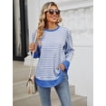 thumbnail image 6 of IWEMEK Women Shirts Long Sleeve Fashion Chic Tunics Tops Spring Comfy Stripe Tees 2025, 6 of 8