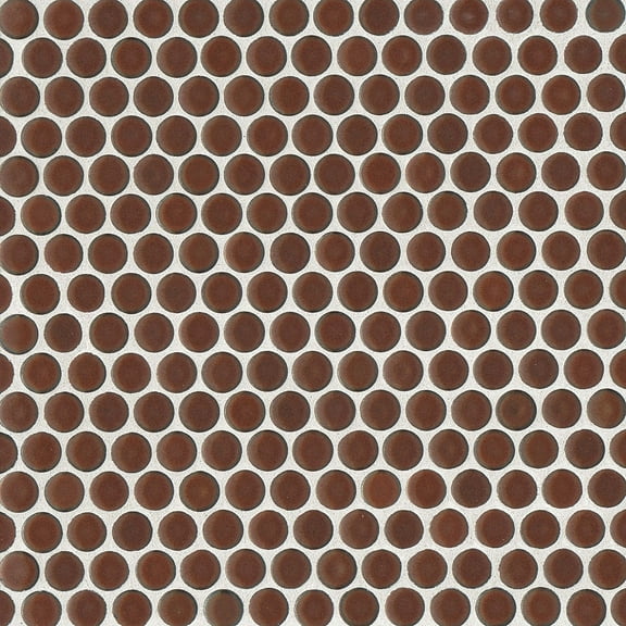 Bedrosians 360 Gloss Penny Round Porcelain Mosaic Tile 12" x 12", Cardinal (10-Pack, 10 SF)