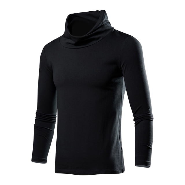 Men's Winter Shirts, Men's Winter Solid Color Medium High Neck Bottom Layer Long Sleeved Round Neck Top