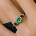 thumbnail image 4 of Gem Stone King 925 Sterling Silver and 10K Yellow Gold Green Malachite and Black Onyx 3 Stone Engagement Ring for Women (2.06 Cttw, Cushion Cut 6MM and 4MM, Available in Size 5, 6, 7, 8, 9), 4 of 4